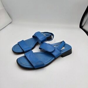 Talbots Blue Leather Sandals Womens Size‎ 5.5B Heeled Casual Summer Shoes